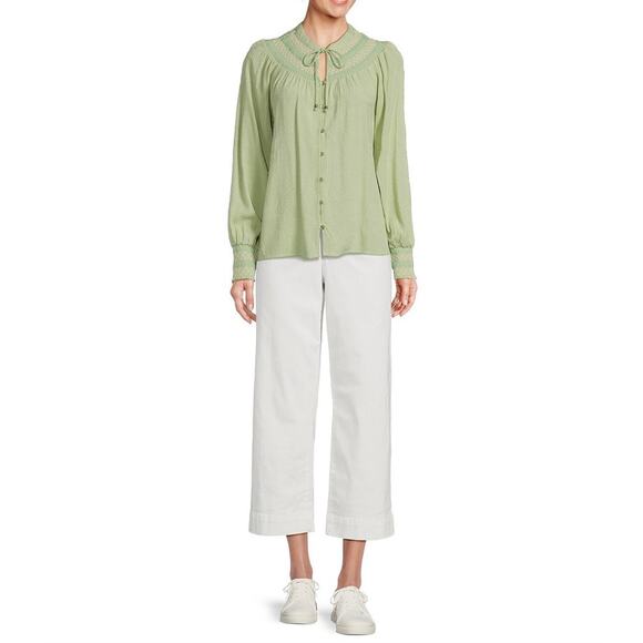 Nurture by west bound Citrus Green Long Sleeve Blouse 1X - Picture 3 of 6